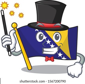 Mascot flag bosnia with in magician character
