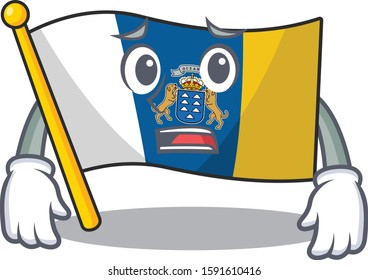 mascot of flag canary island Scroll showing afraid look face