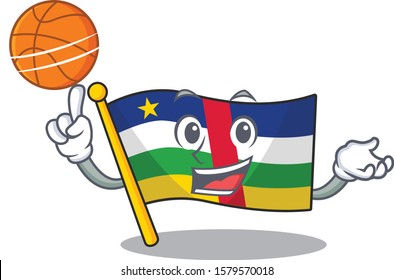 Mascot of flag central african cartoon character style with basketball