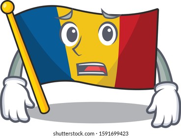 mascot of flag chad Scroll showing afraid look face