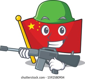 A mascot of flag china Scroll Army with machine gun