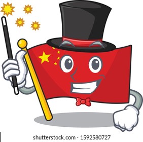 Mascot of flag china Scroll performance as a Magician style