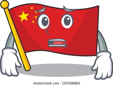mascot of flag china Scroll showing afraid look face