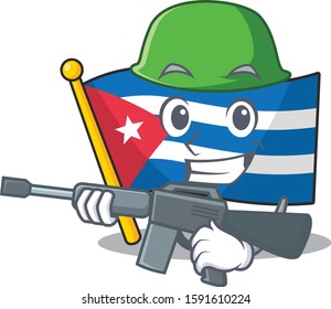 A mascot of flag cuba Scroll Army with machine gun