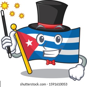 Mascot of flag cuba Scroll performance as a Magician style