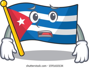 mascot of flag cuba Scroll showing afraid look face