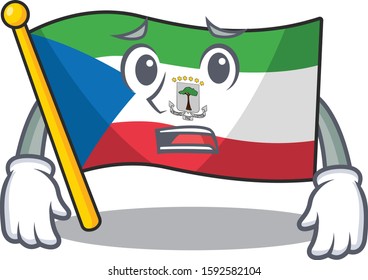 mascot of flag equatorial guinea Scroll showing afraid look face