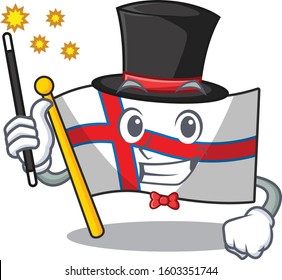Mascot of flag faroe island Scroll performance as a Magician style