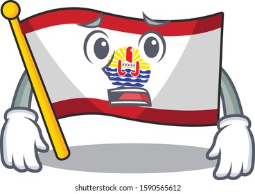 mascot of flag french polynesia Scroll showing afraid look face