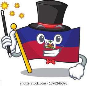 Mascot of flag haiti Scroll performance as a Magician style