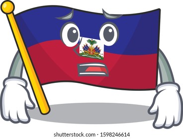 mascot of flag haiti Scroll showing afraid look face