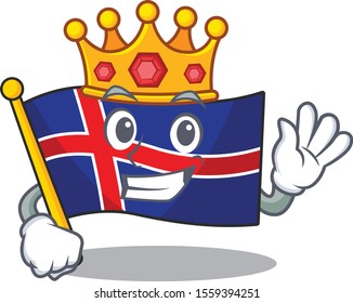 Mascot flag iceland in cartoon king shape