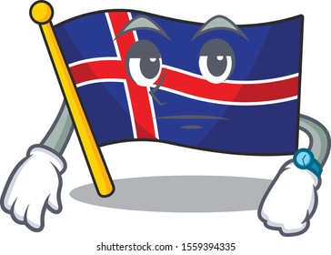 Mascot flag iceland character in the waiting