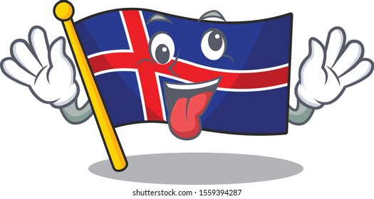 Mascot flag iceland in the isolated bring gift