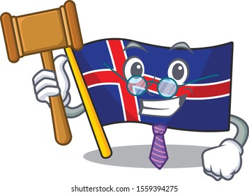 Mascot flag iceland in with judge shape