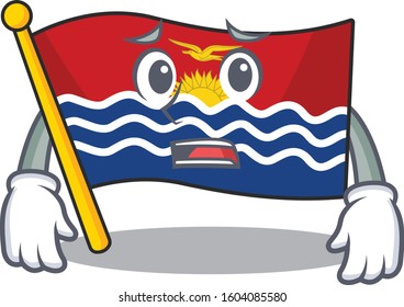 mascot of flag kiribati Scroll showing afraid look face