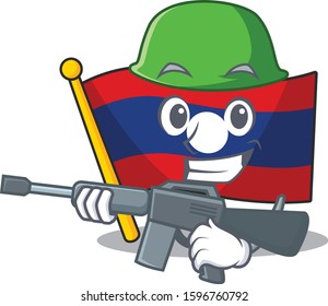 A mascot of flag laos Scroll Army with machine gun