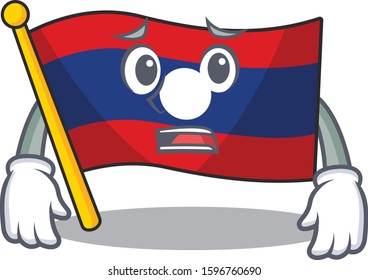 mascot of flag laos Scroll showing afraid look face