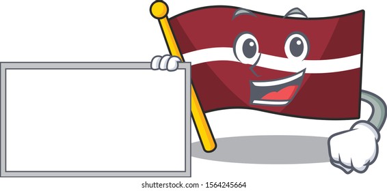 Mascot flag latvia with in with board character