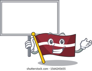 Mascot flag latvia with in bring board character