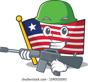 A mascot of flag liberia Scroll Army with machine gun