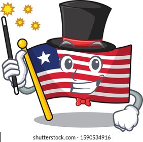 Mascot of flag liberia Scroll performance as a Magician style