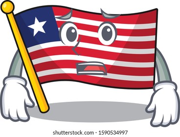 mascot of flag liberia Scroll showing afraid look face