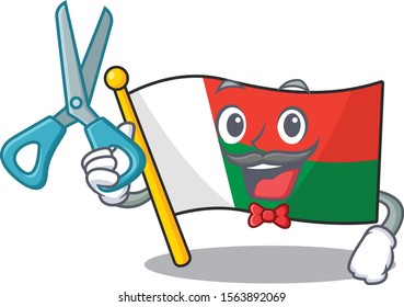 Mascot flag madagascar with in barber character