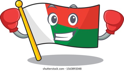 Mascot flag madagascar with in boxing character