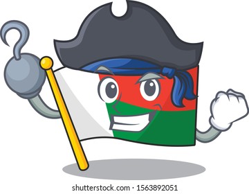 Mascot flag madagascar with in pirate character