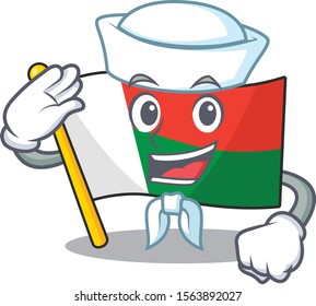 Mascot flag madagascar with in sailor character