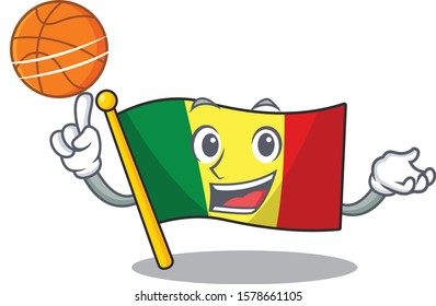 Mascot of flag mali cartoon character style with basketball