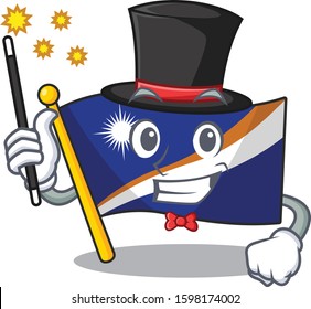 Mascot of flag marshall island Scroll performance as a Magician style