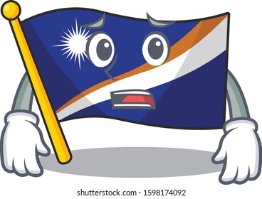 mascot of flag marshall island Scroll showing afraid look face