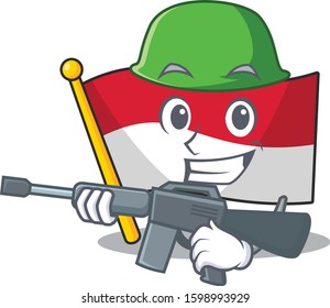 A mascot of flag monaco Scroll Army with machine gun