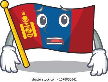 mascot of flag mongolia Scroll showing afraid look face