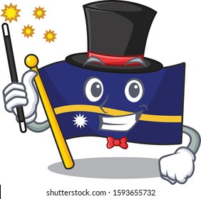 Mascot of flag nauru Scroll performance as a Magician style