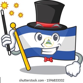Mascot of flag nicaragua Scroll performance as a Magician style