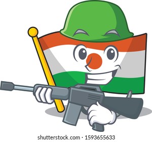 A Mascot Of Flag Niger Scroll Army With Machine Gun