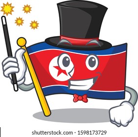 Mascot of flag north korea Scroll performance as a Magician style