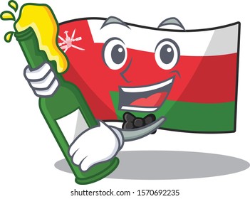 Mascot flag oman with in bring beer character