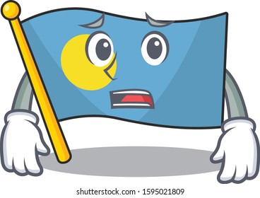 mascot of flag palau Scroll showing afraid look face