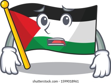 mascot of flag palestine Scroll showing afraid look face