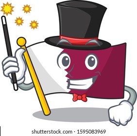Mascot of flag qatar Scroll performance as a Magician style
