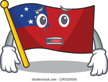 mascot of flag samoa Scroll showing afraid look face