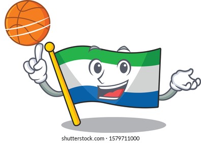 Mascot of flag sierra leone cartoon character style with basketball