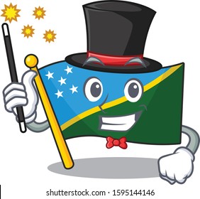 Mascot of flag solomon island Scroll performance as a Magician style