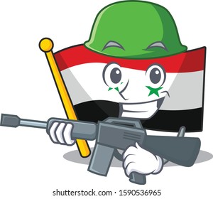 A mascot of flag syria Scroll Army with machine gun