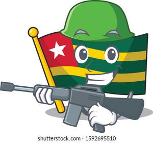 A mascot of flag togo Scroll Army with machine gun