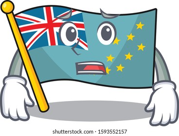 mascot of flag tuvalu Scroll showing afraid look face